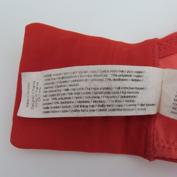 Chantelle 30H US Underwire Bra Coral Orange Lace Revele Moi Perfect FIt C15710 - Picture 12 of 15